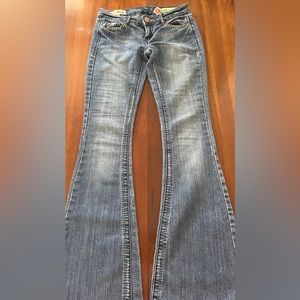 indigo flared jeans size 0, message me for measurements and i’ll let you know!